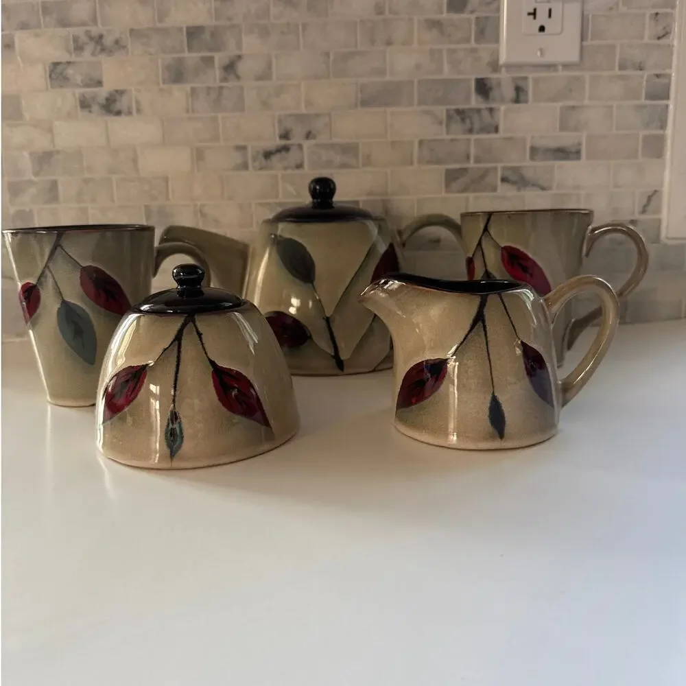 Ireland's Irish Tara pottery Tea Set- tea pot, jug, sugar bowl and two cups